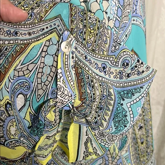 Valerie Stevens Aqua and Blue Paisley Blouse - Picture 6 of 8